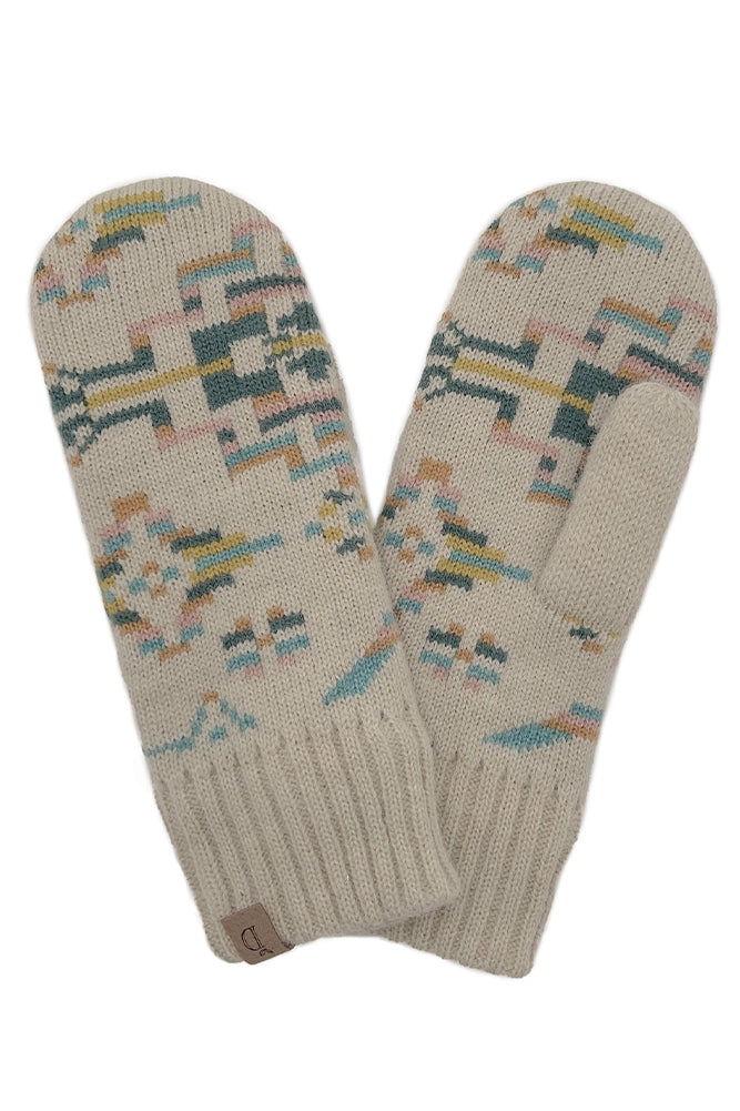 Copy of Aztec Ribbed Cuff Mitten - Cream