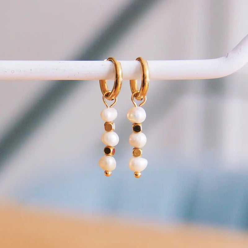 3 Pearl Drop Earrings