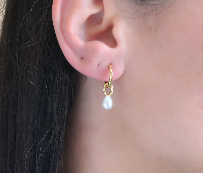 Pearl Drop Hoops