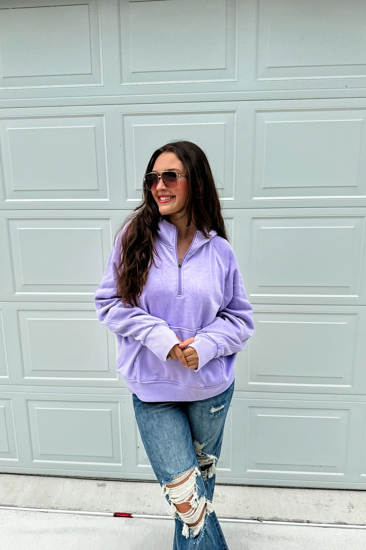 Easy Mineral Washed Hoodie - Lilac