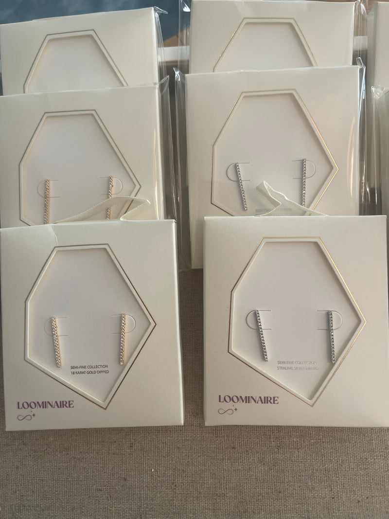 Sparkle Bar Studs -Silver