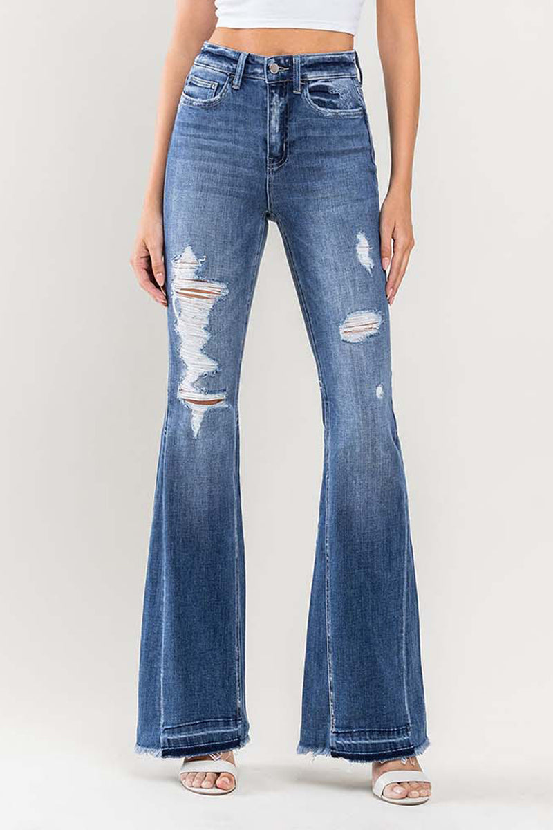 Kelly High-Rise Distressed Panel Flare