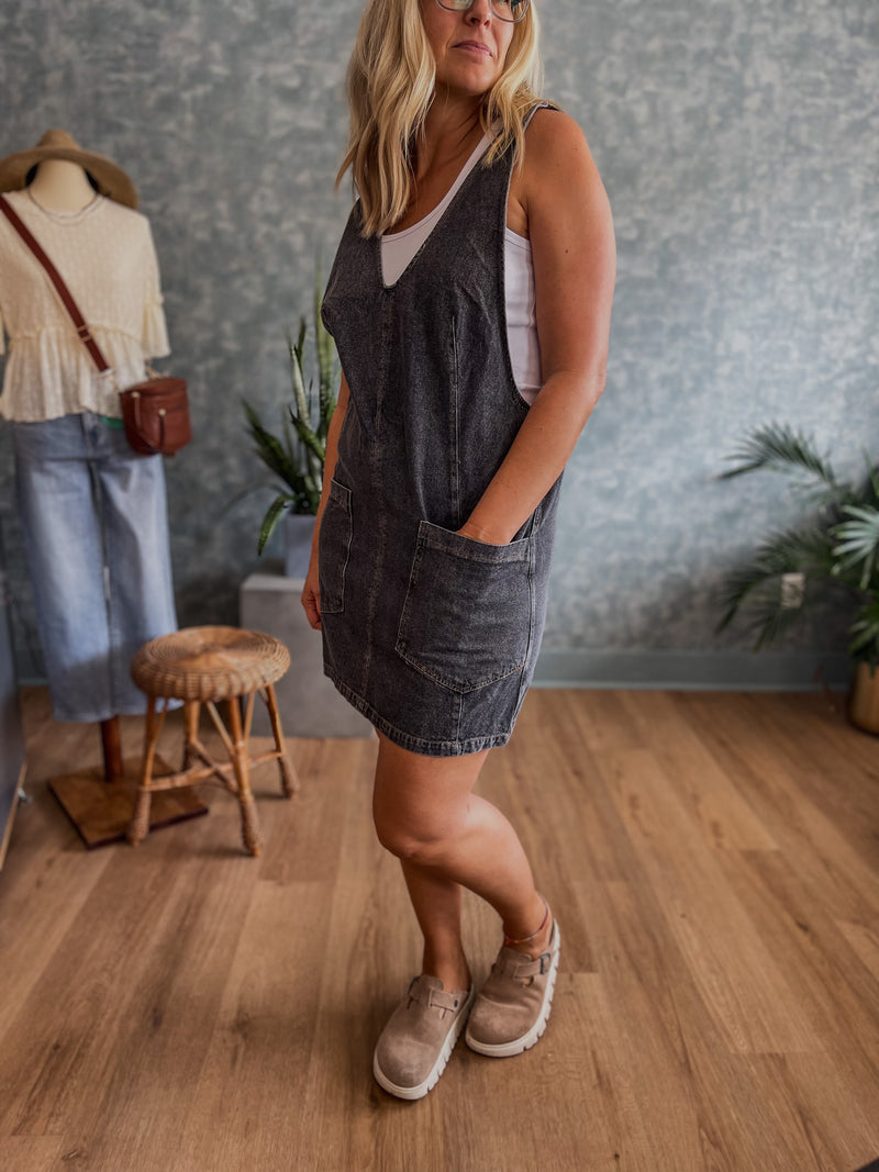 Dolly Denim Romper Dress