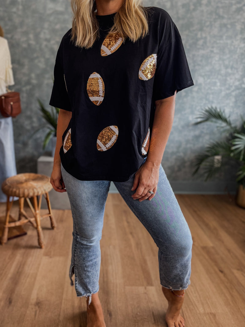 Kickoff Sequin Football Tee