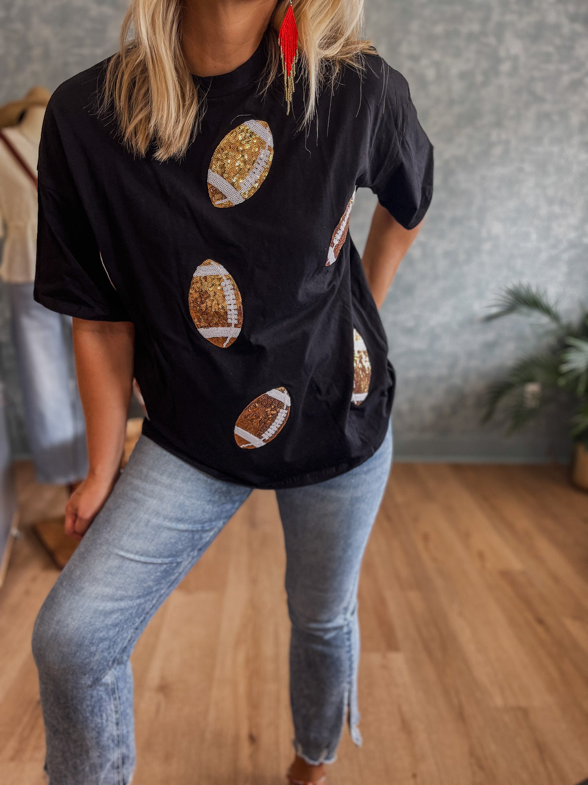 Kickoff Sequin Football Tee