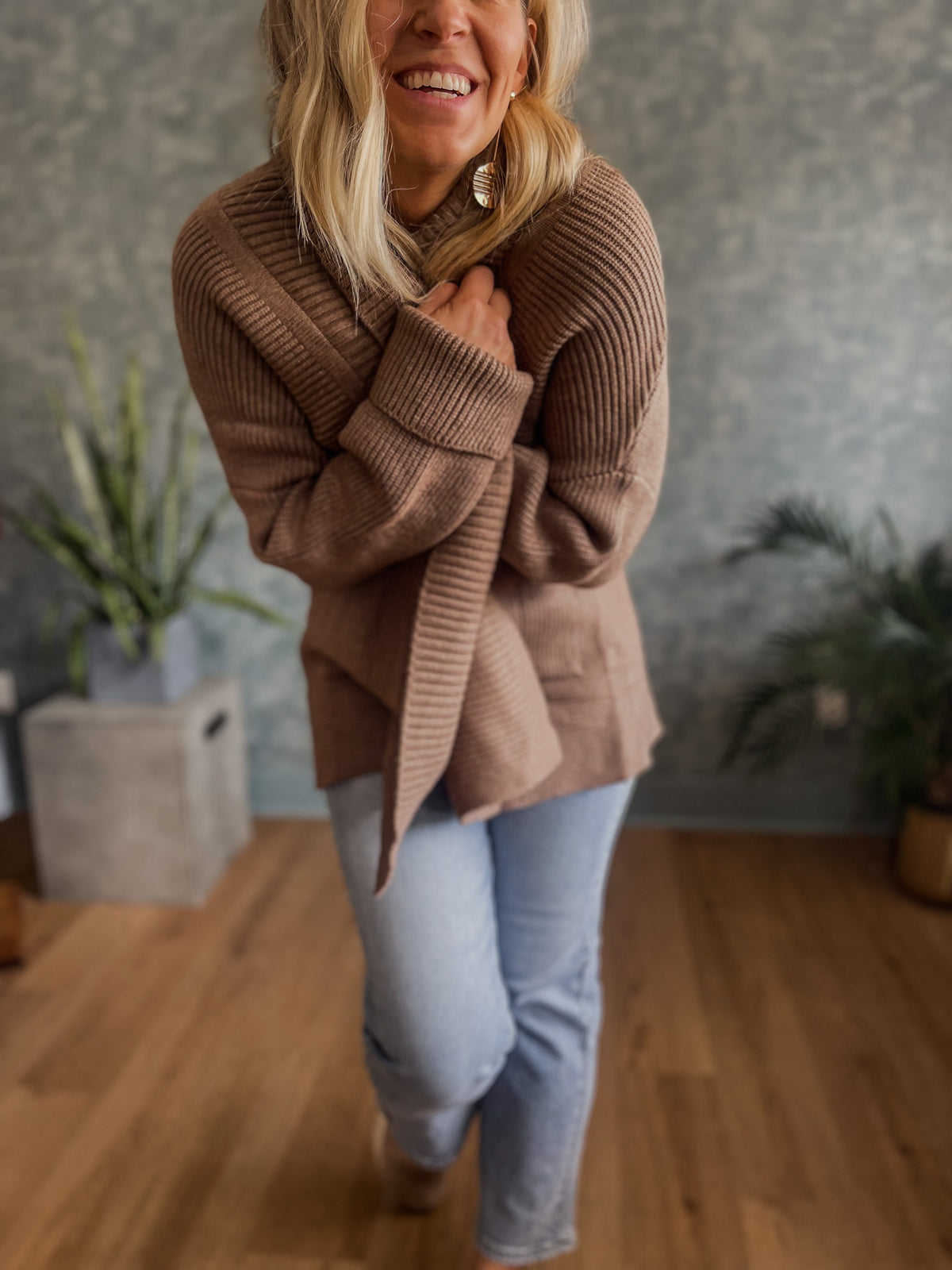 Mocha Ribbed Oversized Cardigan