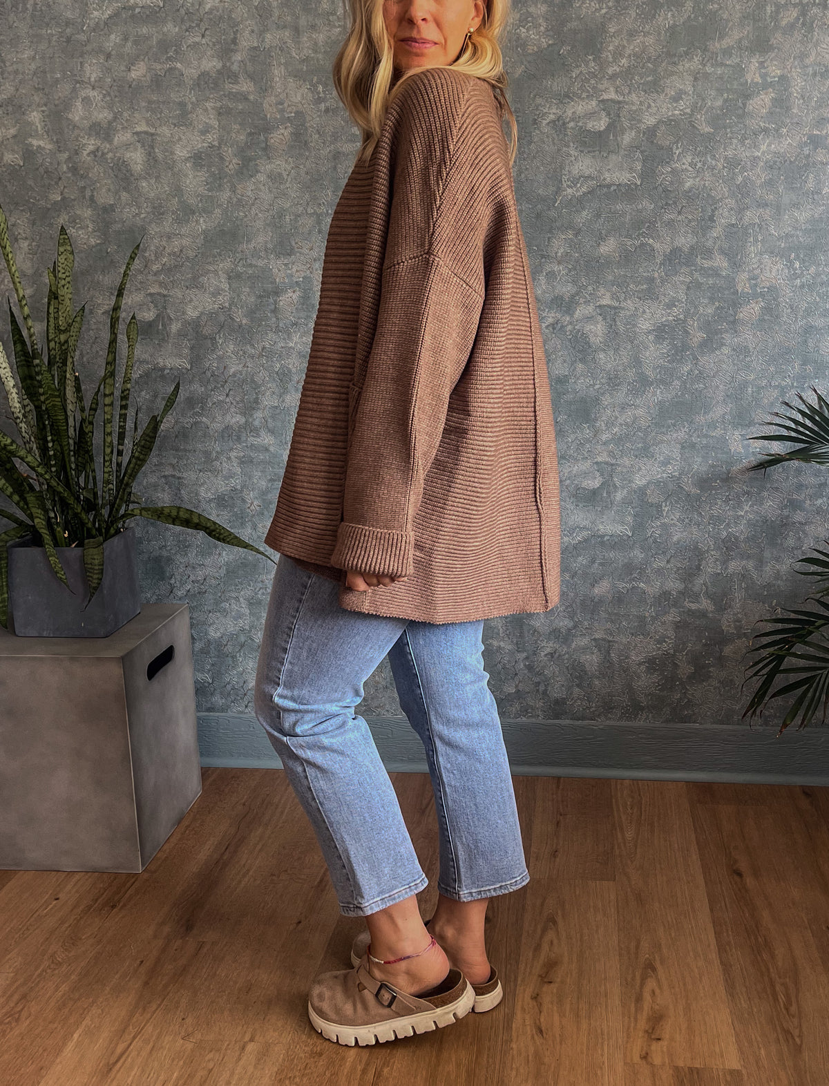 Mocha Ribbed Oversized Cardigan