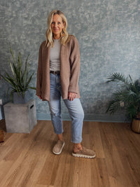 Mocha Ribbed Oversized Cardigan