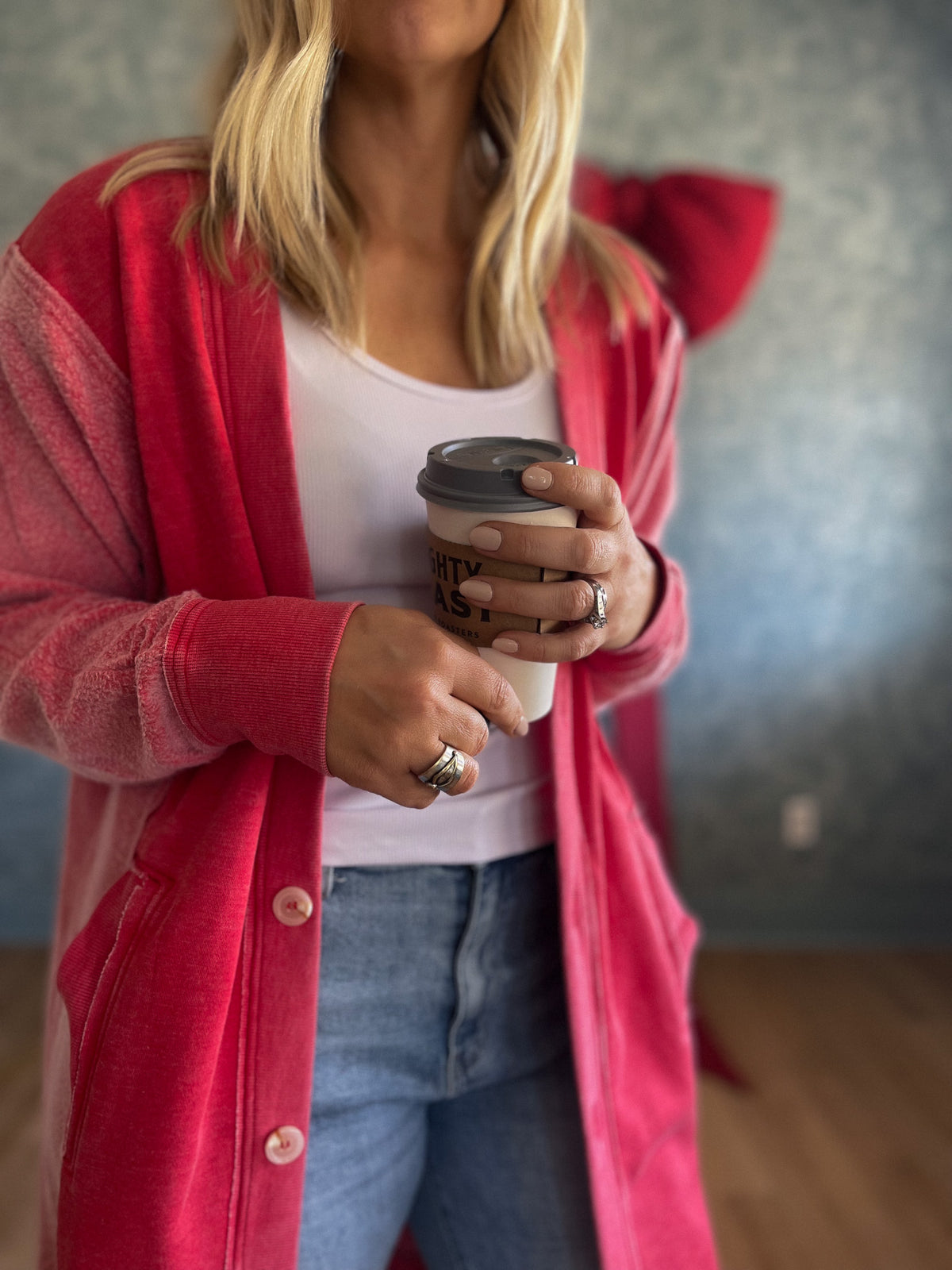 Desi Sweatshirt Cardi - Red