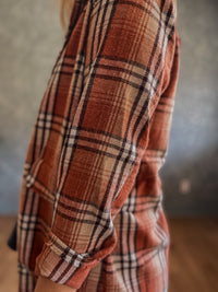 Pull It Together Plaid Blazer- Rust