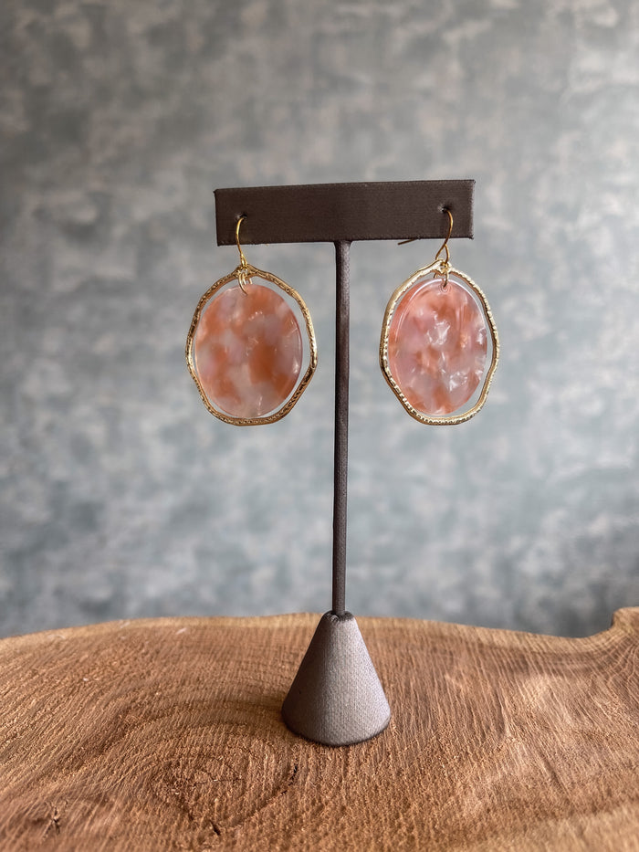 Salmon Disc Statement Earrings