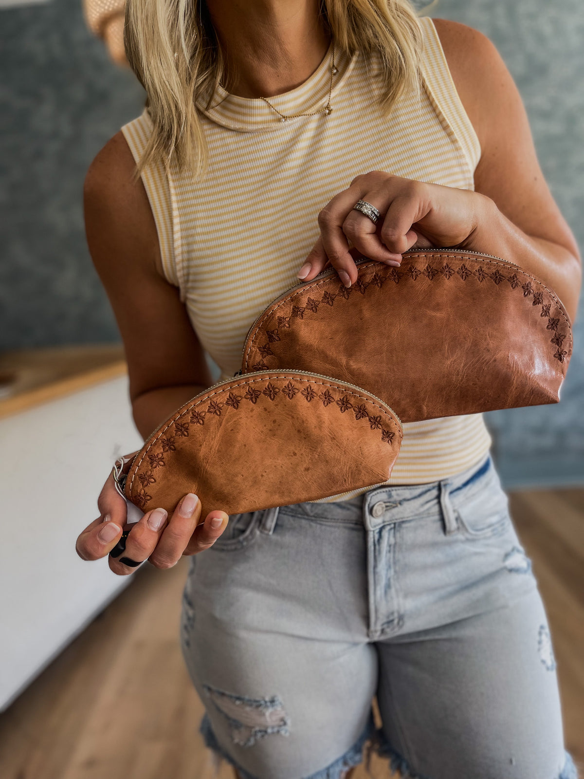 Blossom Leather Pouch - 2 sizes