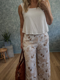 Flower Flow Pant - Taupe/White