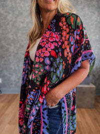 Fusion Black Summer Floral Kimono