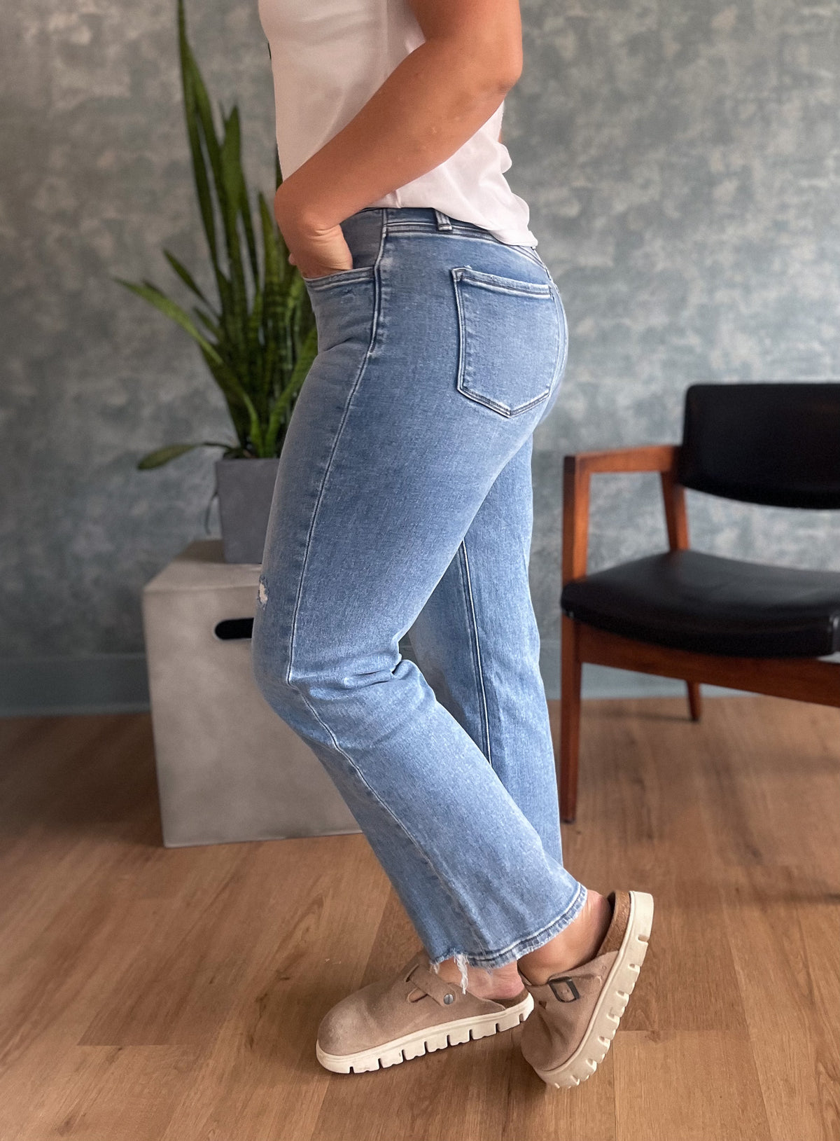 Let's-Glo Denim High-Rise Slim-Wide Leg