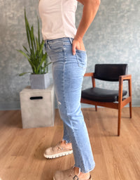 Let's-Glo Denim High-Rise Slim-Wide Leg