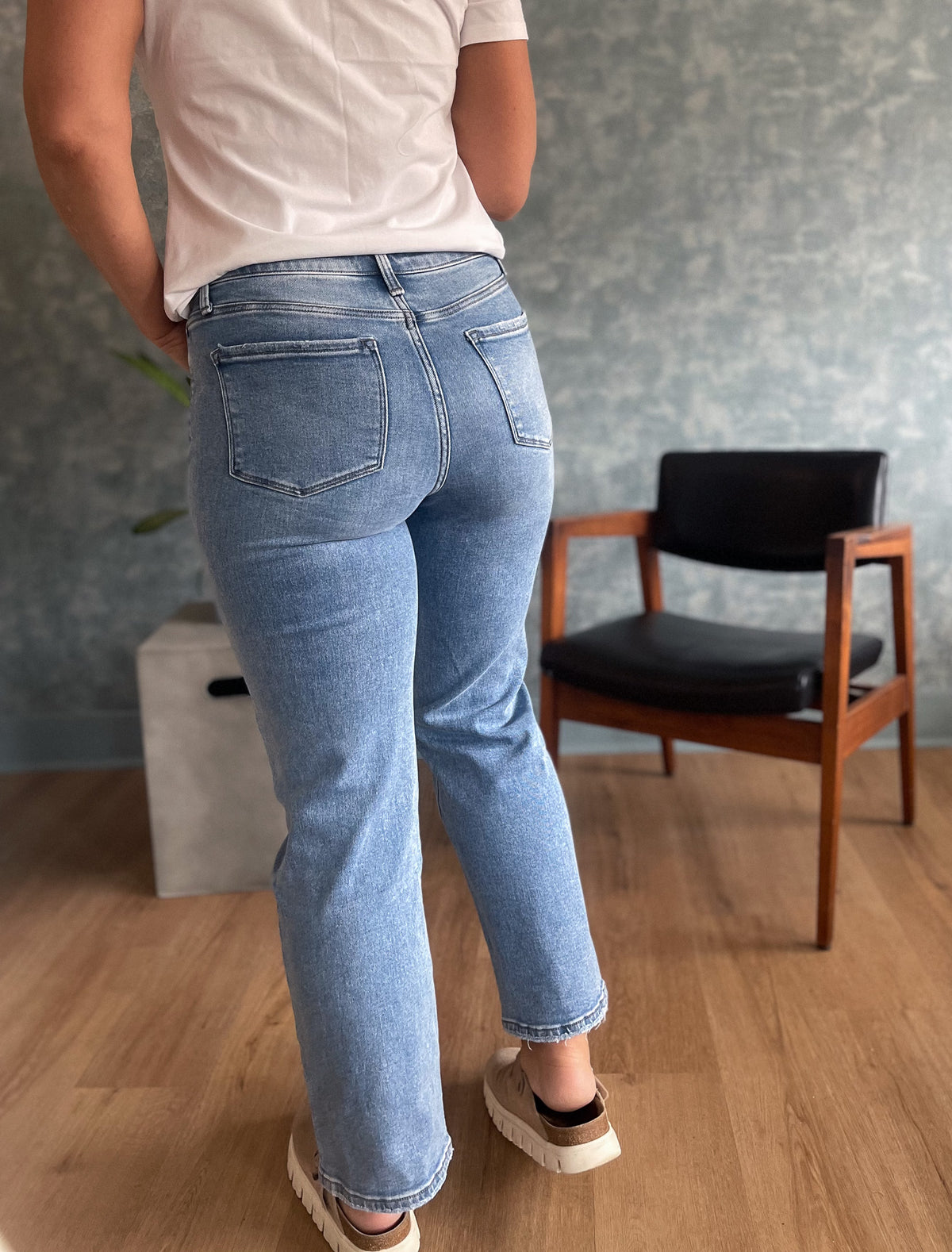 Let's-Glo Denim High-Rise Slim-Wide Leg