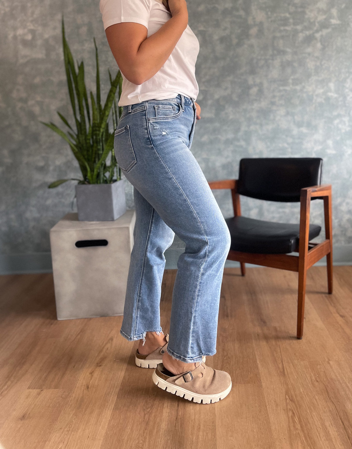 Let's-Glo Denim High-Rise Slim-Wide Leg