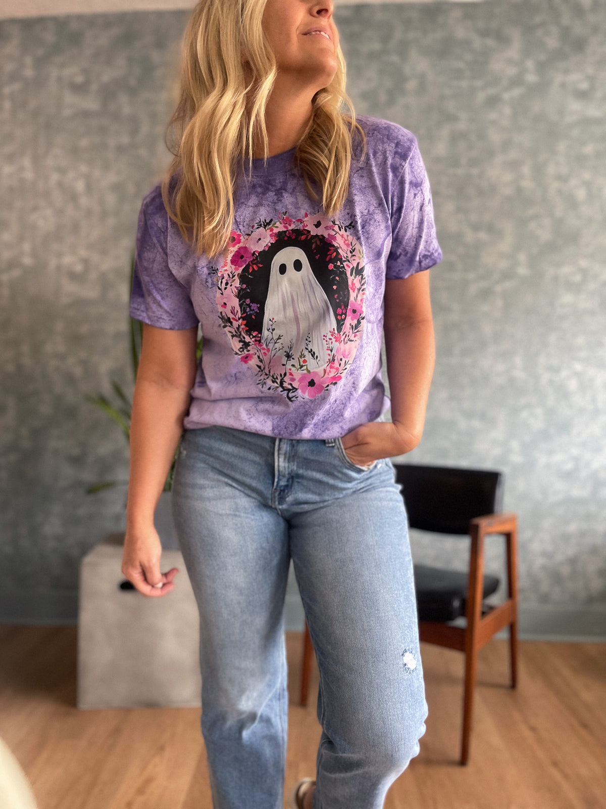 Lavendar Ghosted Tee