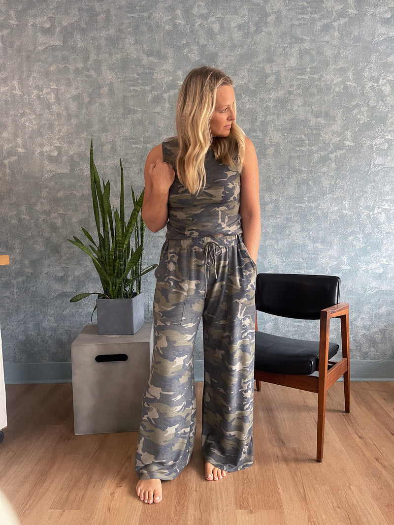 Haven Camo Wide-Leg Pants