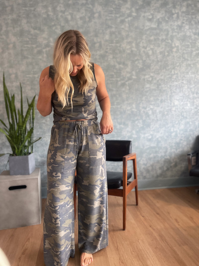 Haven Camo Wide-Leg Pants