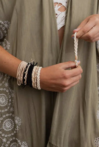 Boho Stackable Hair Tie Bracelet Set - Neutrals