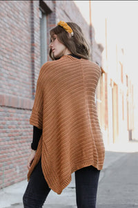 Rib Knit Ruana- Camel