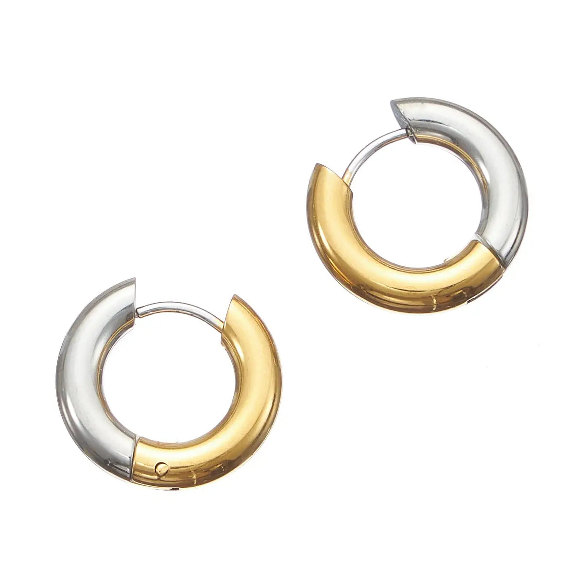 Two-Tone Huggie Hoops