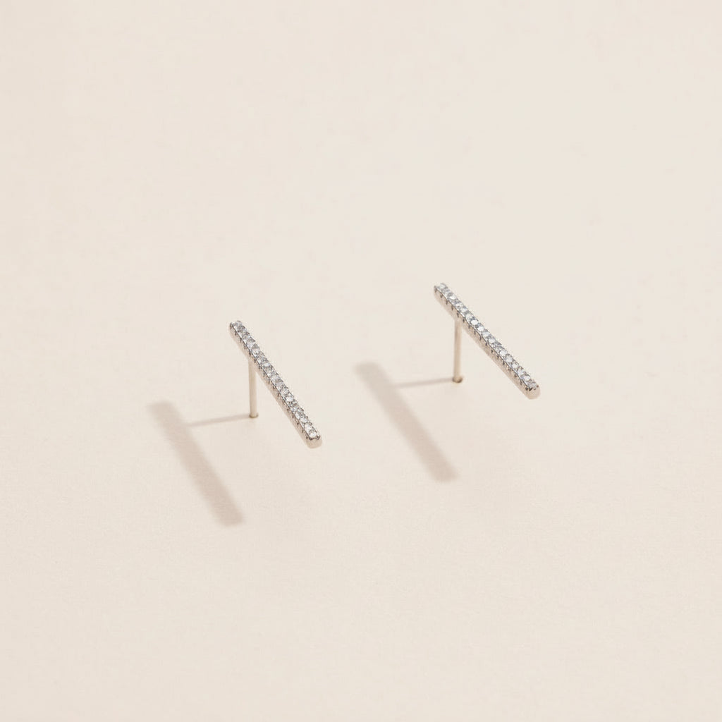 Sparkle Bar Studs -Silver