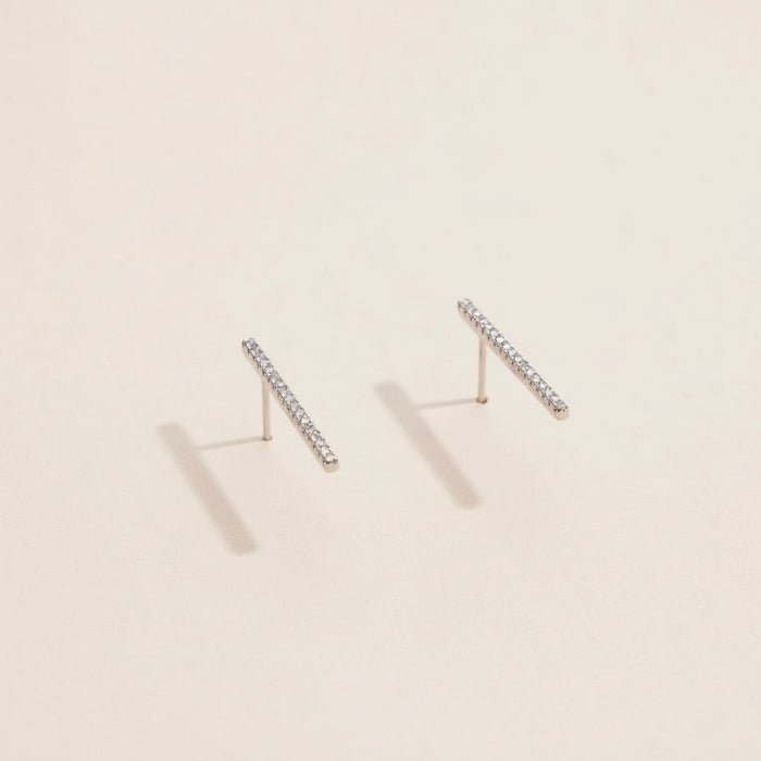 Sparkle Bar Studs -Silver
