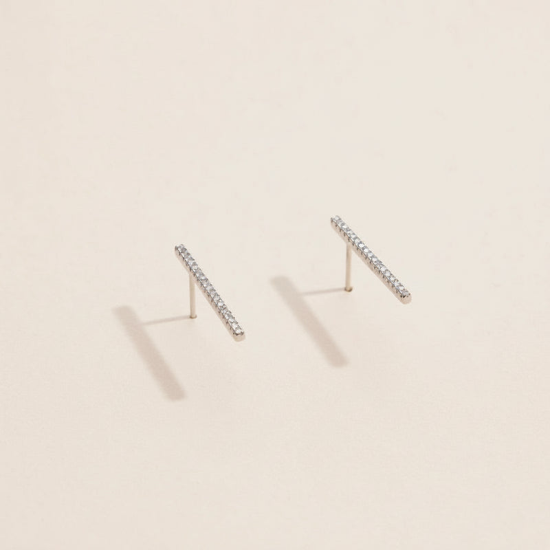 Sparkle Bar Studs -Silver