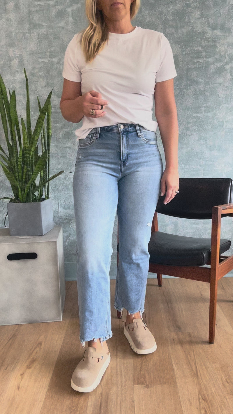 Let's-Glo Denim High-Rise Slim-Wide Leg