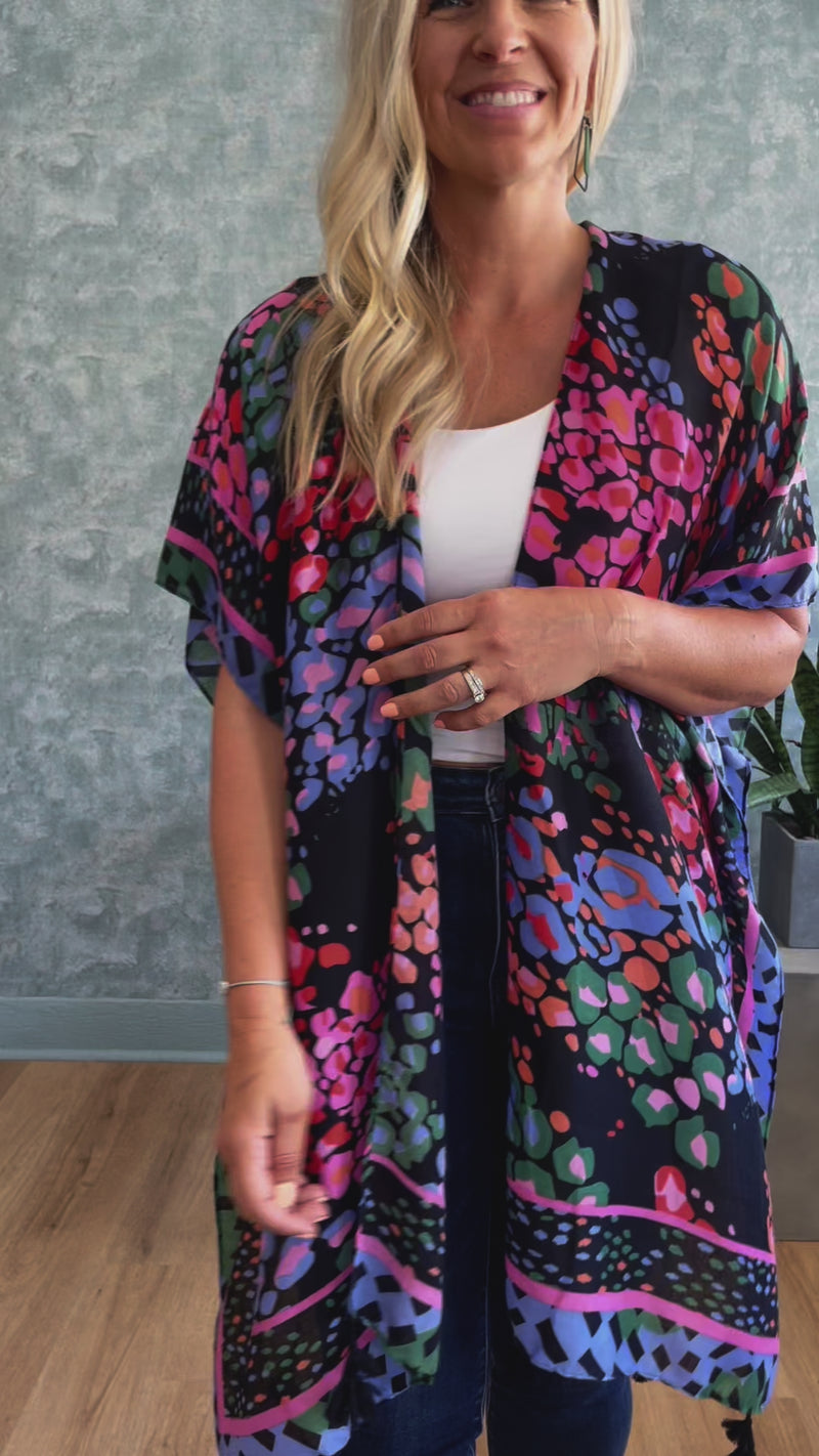 Fusion Black Summer Floral Kimono