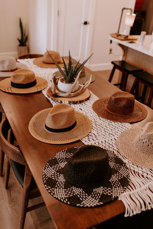 Dual Tone Woven Straw Sun Hat