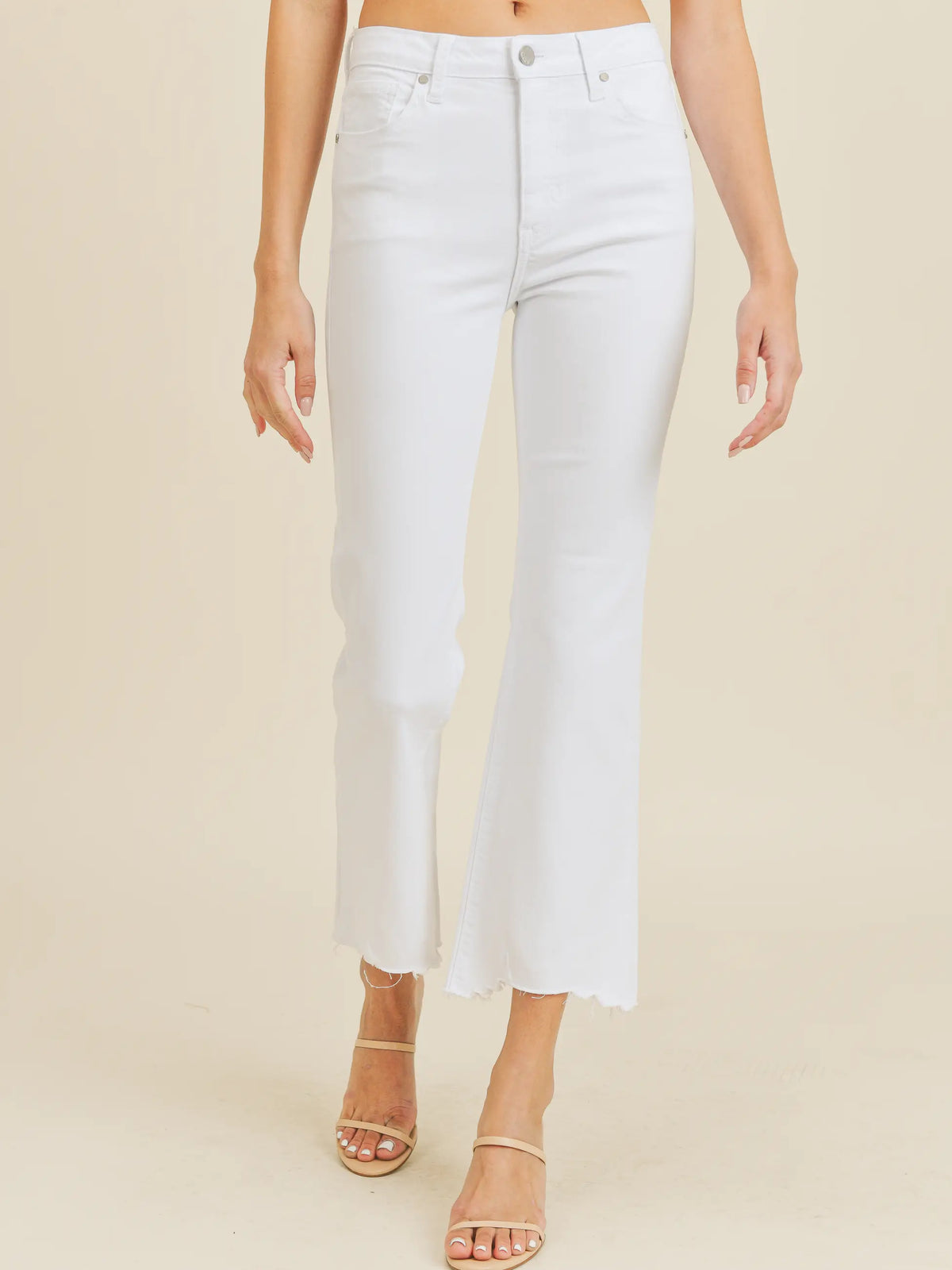 Janie White Crop Flare Denim