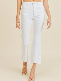 Janie White Crop Flare Denim