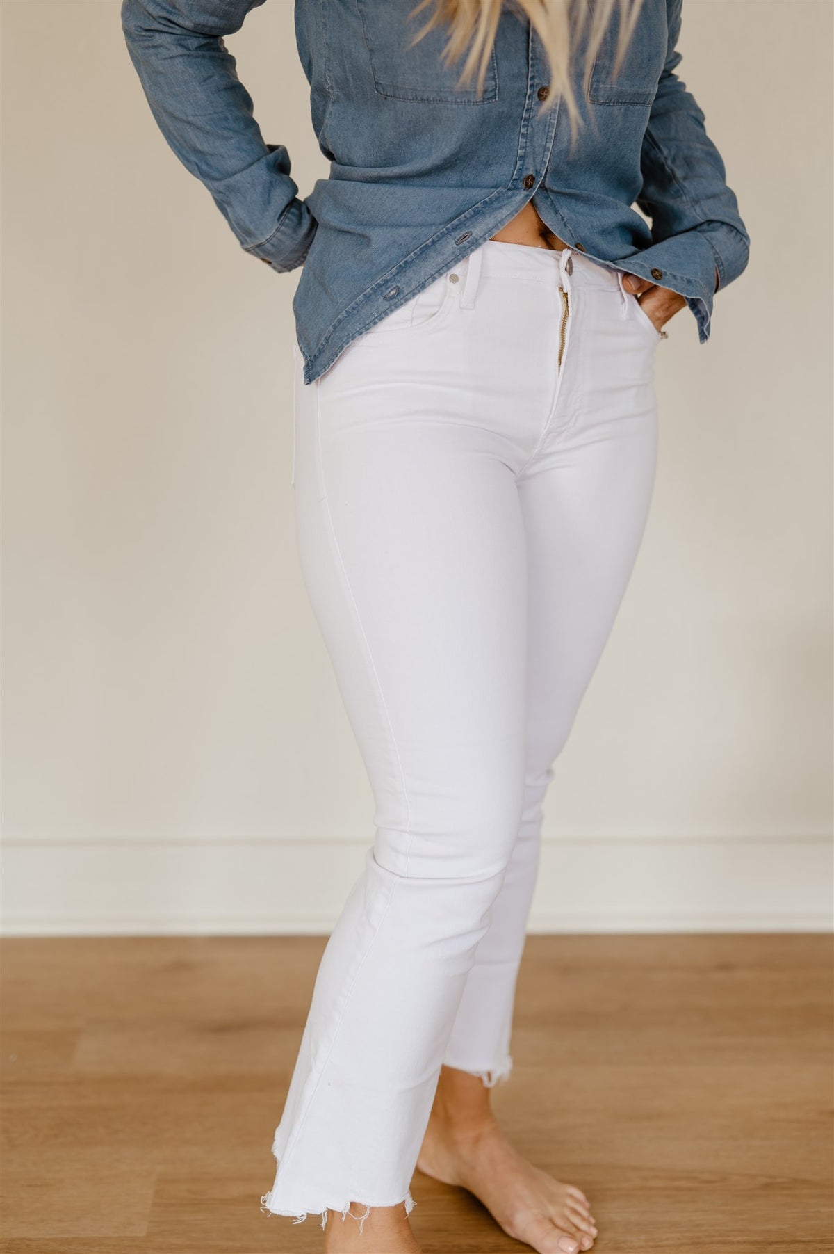 Janie White Crop Flare Denim