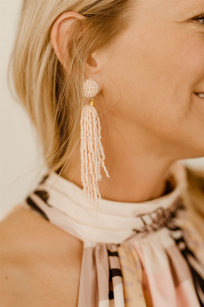 Tennessee Tassel Beaded Statement Earrings