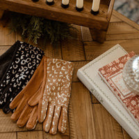 Leopard Driving Gloves - Rust