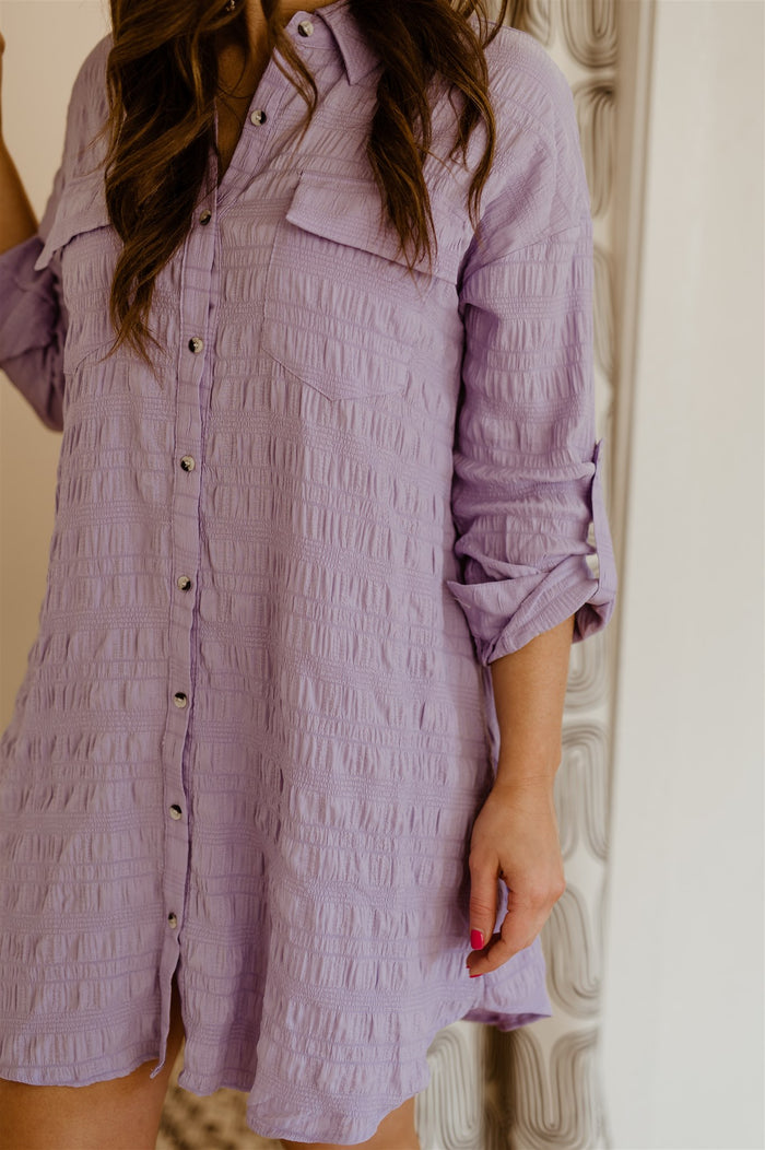 Liv Buttondown Shirtdress - Violet