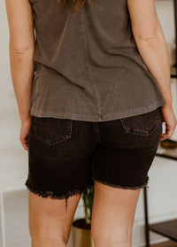 Ginny Black Distressed Bermuda