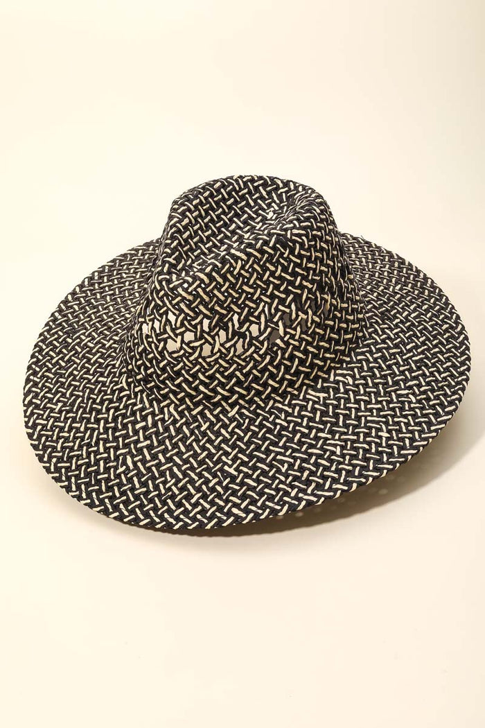 Dual Tone Woven Straw Sun Hat