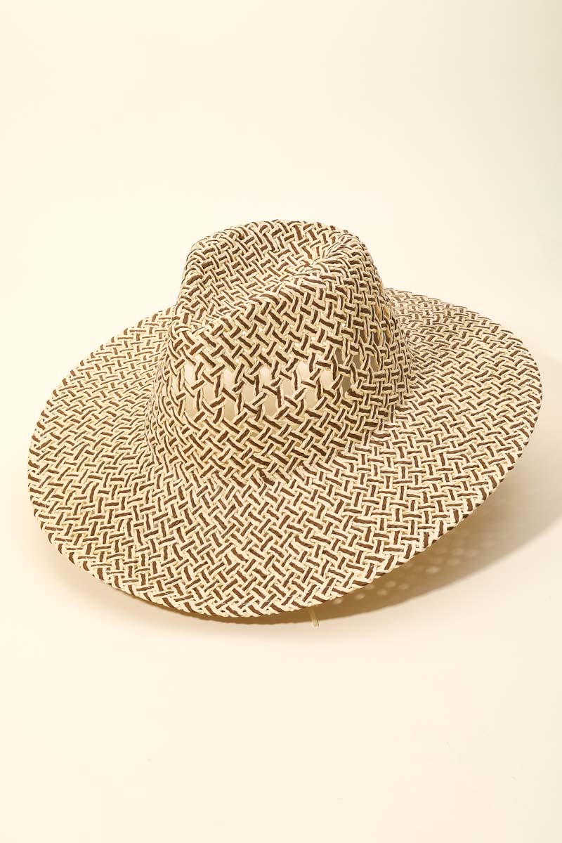 Dual Tone Woven Straw Sun Hat